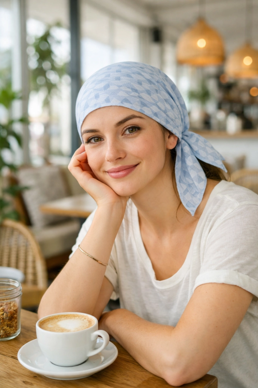 Light Blue Patterned Headscarf