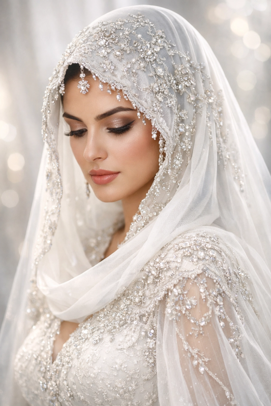 Luxury Bridal Hijab Set