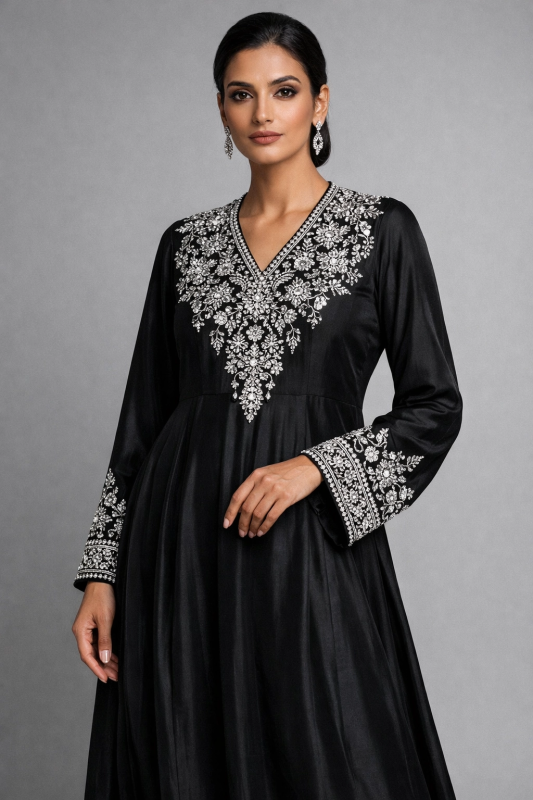 Black Embroidered Maxi Dress