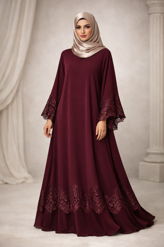 Elegant Maroon Abaya
